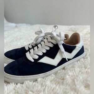 Stuart Weitzman navy & white Daryl sneakers. Worn once. Size 6